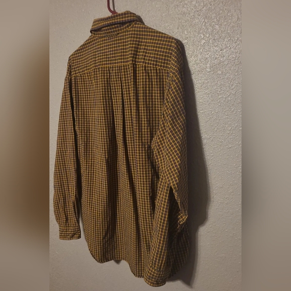 Vintage Tommy Hilfiger Long Sleeve Shirt Gold/Brown Plaid Large Logo Size Large - Picture 5 of 14